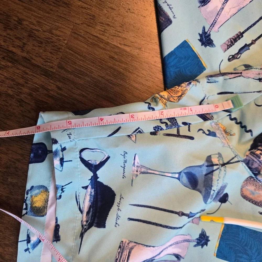 Tommy Bahama Mens 1XLB Swim Trunks Cocktail Barware Print Aqua Blue Board Shorts